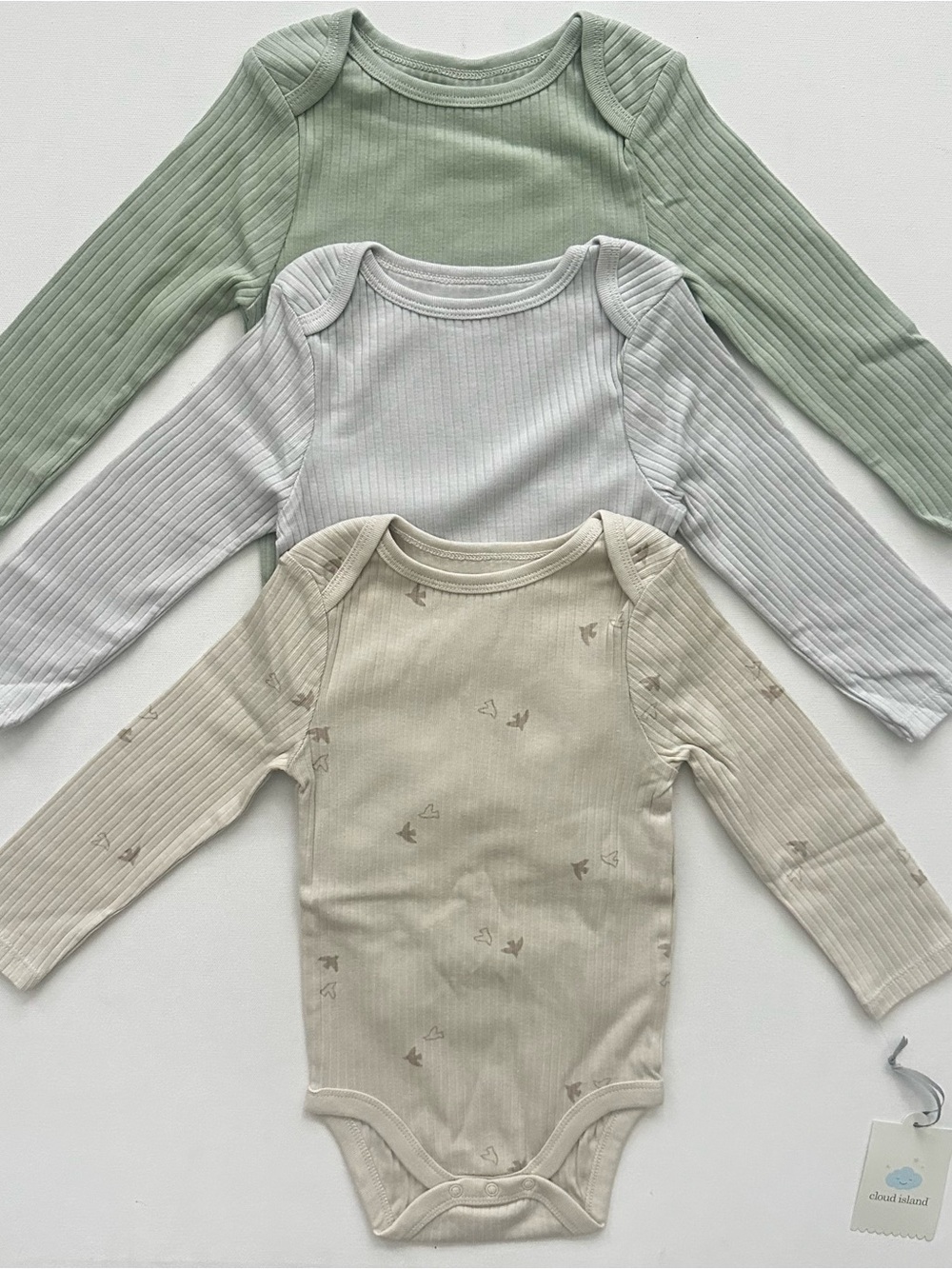 cloud island Ribbed Long-Sleeve Baby Onesies Size 18 Months